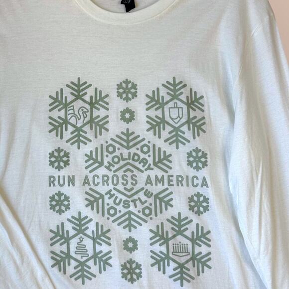 Run Across America Holiday Hustle Long Sleeve T Shirt Ei-Lo Size XL Unisex White - Picture 3 of 9